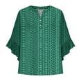 thumbnail image 3 of Blouses for Women Dressy Casual Going Out Women's Clothing Bell Stylish Clothes Cozy Womens Short Sleeve Tops Green, 3 of 5