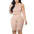thumbnail image 2 of Ensembles d'Entraînement pour Femmes 2 Pcs Tenues Solides d'Été Sans Manches Col Rond Hauts Shorts Pantalons Ensemble Ensembles pour Femmes en Liquidation, 2 of 5