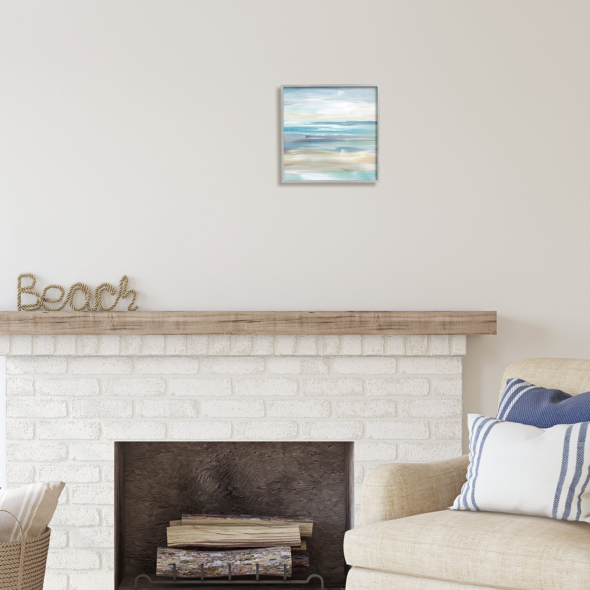 Stupell Industries Nautical Beach Shore Abstraction Coastal Painting Gray Framed Art Print Wall Art