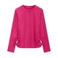 thumbnail image 6 of Annhoo Girls Long Sleeve T Shirts Cute Ruched Knot Side Tops Kids Spring Fashion Round Neck Blouses 3-13 Years, 6 of 8