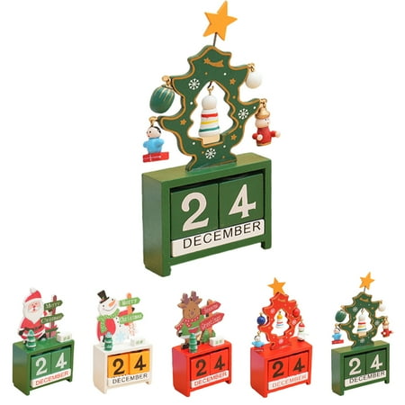 

Wooden Calendar Christmas Desk Wooden Decoration Christmas Countdown Calendar Tabletop For Christmas-Style 5