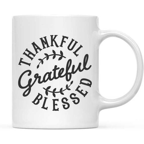 Koyal Wholesale Fall Autumn Season 11oz. Coffee Mug Gift, Thankful Grateful Blessed, Round, 1-Pack