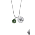 thumbnail image 2 of Delight Jewelry Silvertone 3-D Green Enamel Kiwi Silvertone Script Initial Disc - H - Charm Necklace, 20"+3", 2 of 4