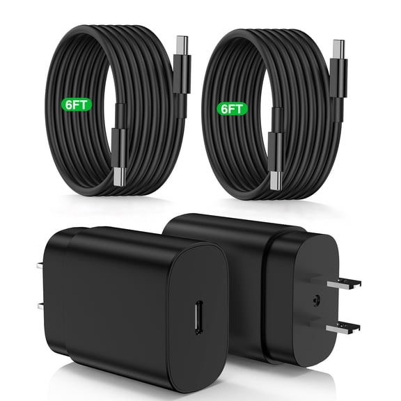 Type C Charger, 25W USB C Super Fast Charger with 6ft Type C Cable Compatible with Galaxy S26/S25/S24/S23 Ultra/S23/S23 /S22 S21 S20 Ultra/S22 /S21 / Ultra/S20/S20 , Android, 2 Pack