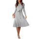 thumbnail image 1 of Txlixc Vestido Midi de Punto para Mujer, Sexy Manga Larga Puff Cuello Redondo Color Sólido Vestido con Lazo en la Espalda Txlixc  Moda, 1 of 9