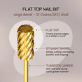 thumbnail image 3 of PANA Flat Top Large Barrel 3/32" Shank Size - (Gold, 3X Coarse Grit) - Fast remove Acrylic or Hard Gel Nail Drill Bit for Manicure Pedicure Salon Professional or Beginner, 3 of 7