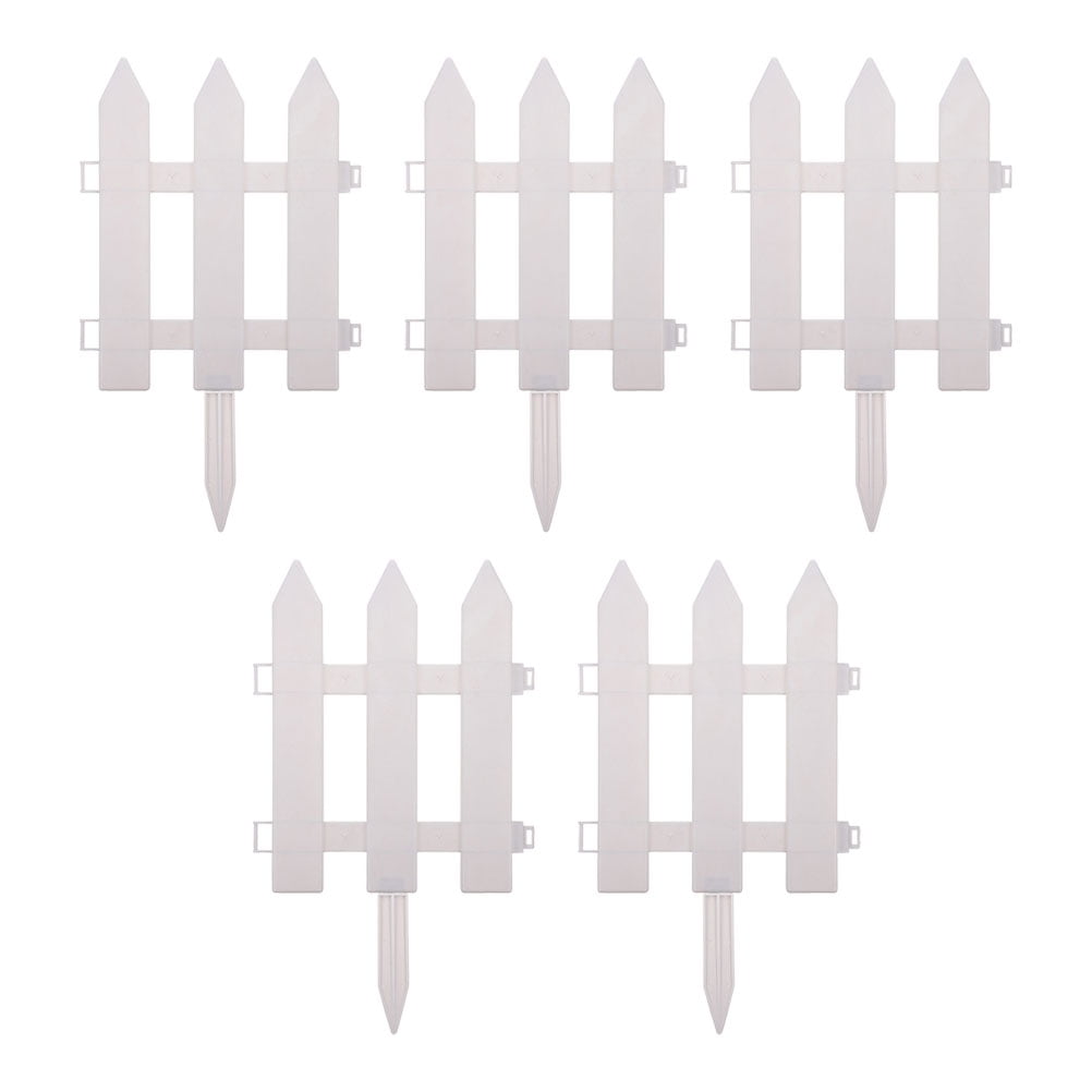 Hemoton 15 Sets  Plastic Edgings Garden Picket Fence Grass Lawn Flowerbeds Plant Borders White