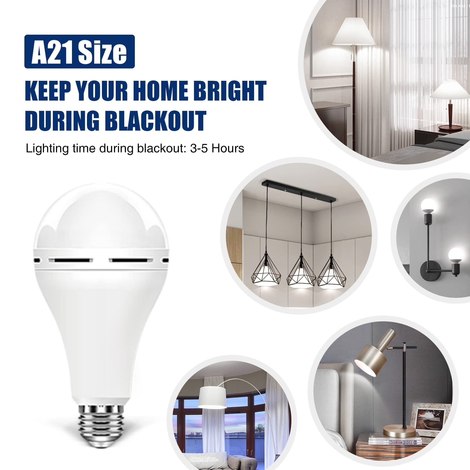 GMOX Rechargeable Emergency Light Bulbs 4Pack 9W for Home Power Outage
