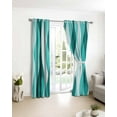 thumbnail image 4 of Fsddascl Turquoise Stripes Blackout Curtains for Bedroom/Living Room, Thermal Insulated Kitchen Curtains, Vintage Farmhouse Ripple Texture Art Grommet Darkening Window Treatment Drapes 42"x84"x2, 4 of 8
