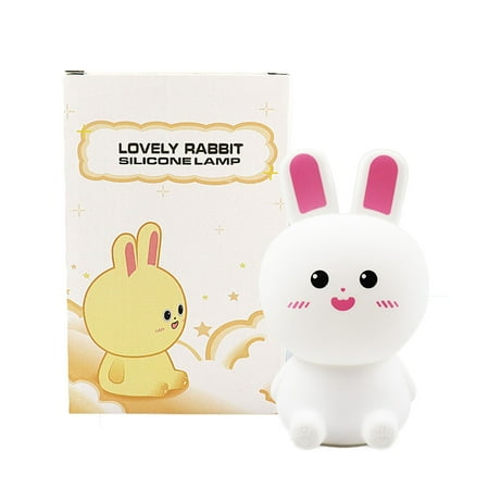 

One opening Cute Silicone Rabbit Night Light USB Rechargeable Rabbit Soft Touch Sensor Bedside Pat Lamp for Children Gift Room Decor