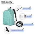 thumbnail image 4 of Honeii Teal Turquoise Glitter Print Canvas College Laptop Backpack, Durable Rucksack Travel Notebook Bag School Backpack Book Bag for Men Women-Small, 4 of 7
