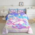 thumbnail image 2 of Manfei Colorful Cute Unicorn Bedding Comforter Set,Magic Animal Twin Comforter Sets,Pink Blue Purple Bedding Set For Girls Kids,Ultra Soft Home Decor Reversible,2pcs, 2 of 8