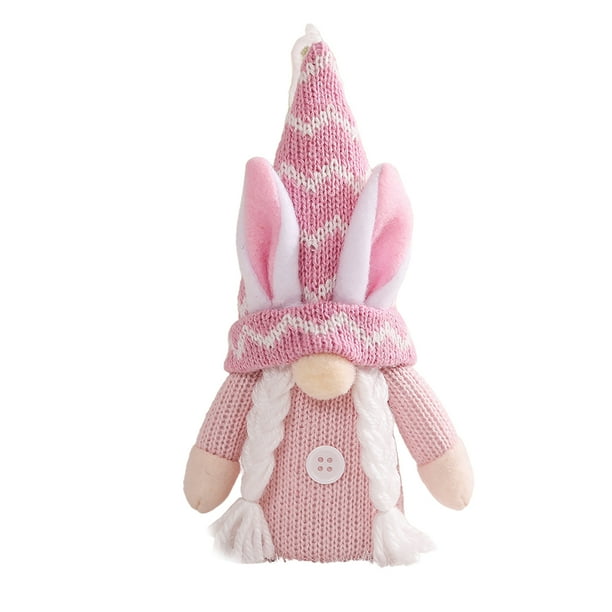 Bearachild Decoraciones de Pascua Festival Adorno Diseño de escena Colgantes Muñecas con orejas de conejo Colgante de muñeco de gnomo de punto para Kits de decoración para fiestas Rosado Bearachild HA061964-02B