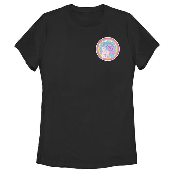 Women's My Little Pony Retro '80s Badge  Graphic Tee Black Medium
