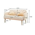 thumbnail image 6 of 55-inch Small Velvet Sofa with two Elegant Moon Shape Pillows, Modern Twin Size Accent Sofa Couch with Golden Metal Legs & Tufted Backrest & Delicate Armrests, Loveseat Sofa for Living Room, Beige, 6 of 6