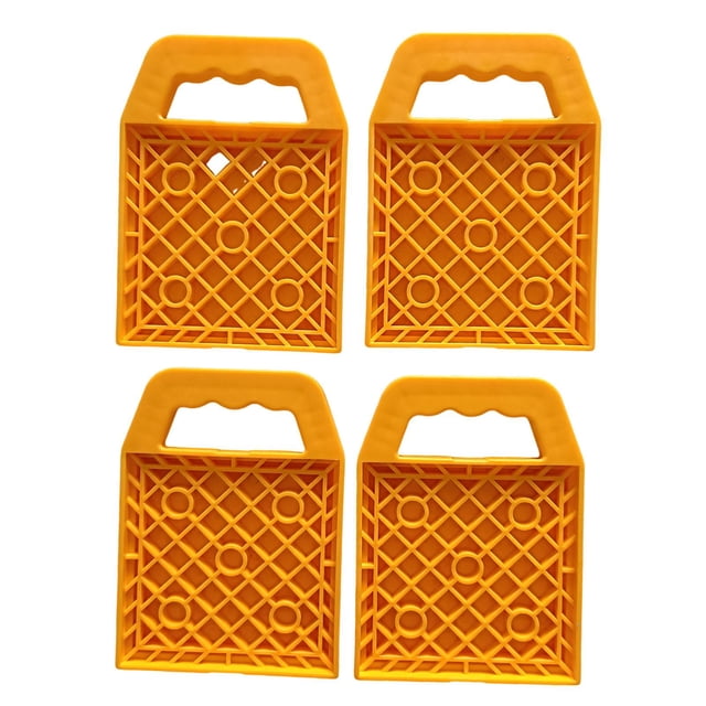 Terraxo 4 Pieces Trailer Jack Pads RV Stabilizing Jack Pads RV Leveling Blocks Stabilizer Pads Antislip Portable Handle Suitable for Camping Home Maintenance Orange