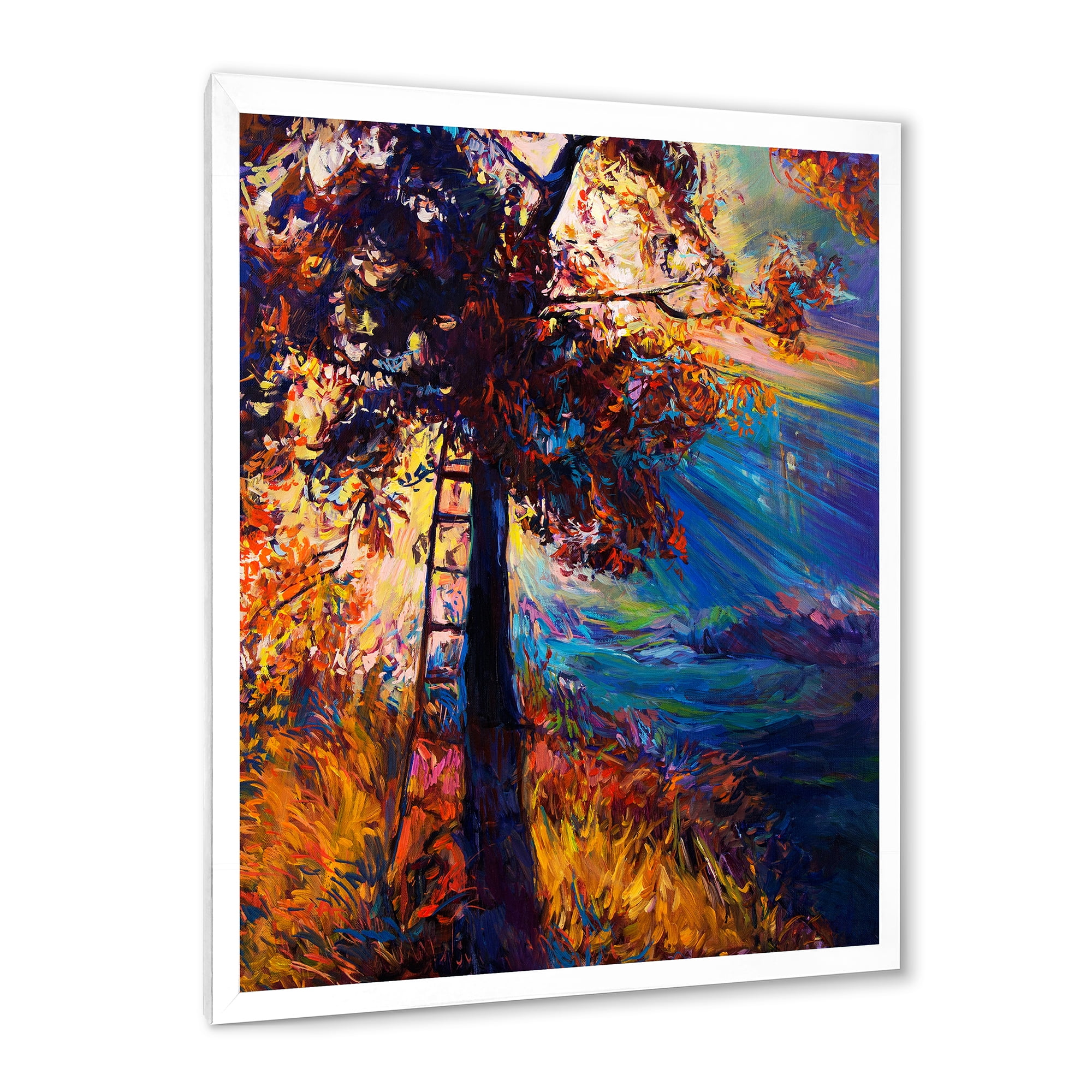 Designart 'Silhouette Of Autumn Tree In The Sunset Glow' Traditional Framed Art Print