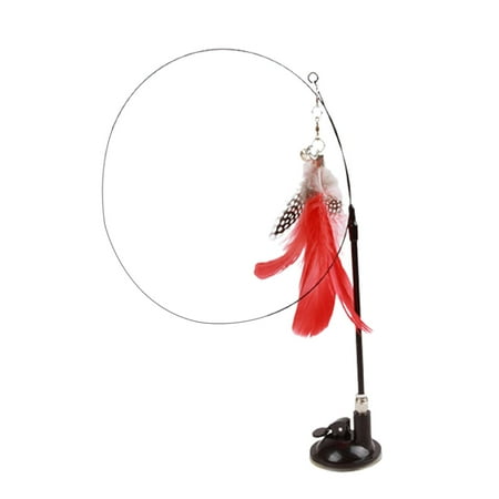 Funny with Suction Cup Long Pole -resistant Steel Wire Catcher Games Indoor Pet Gift - Suction Cup Red
