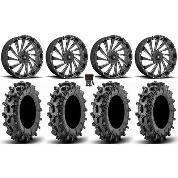 MSA Blade 22" Wheels Milled 35" Terminator Max Tires Can-Am Commander Maverick Renegade Outlander Defender