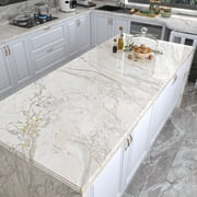 VEELIKE 15.7"x118" Cream Gold Marble Peel and Stick Countertop Self Adhesive Marble Countertop Contact Paper for Kitchen Marble Wallpaper Removable Vinyl Wrap for Bathroom Counter Tops Walls Table
