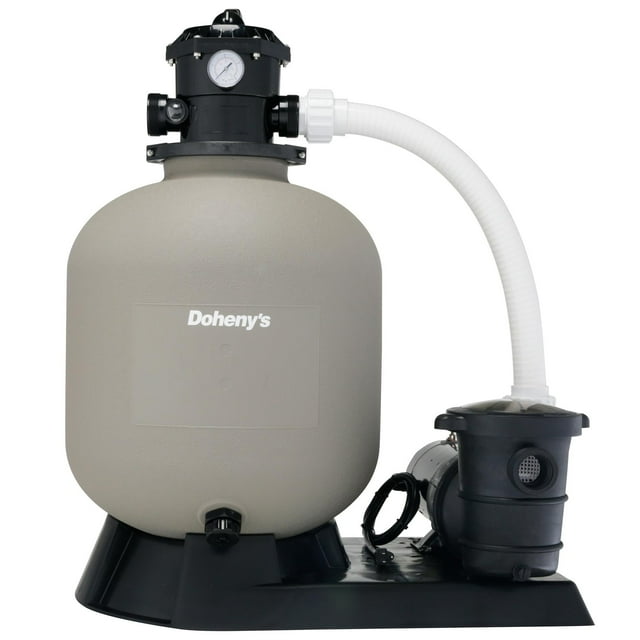 Doheny's Pool Pro Sand Filter System | 16" with 3/4 HP Pump | High-Flow, Large Filter Area | Durable Polymeric Tank with 6-Position Valve | Includes Pump, Base & Hose Kit |ideal For Above-Ground Pools