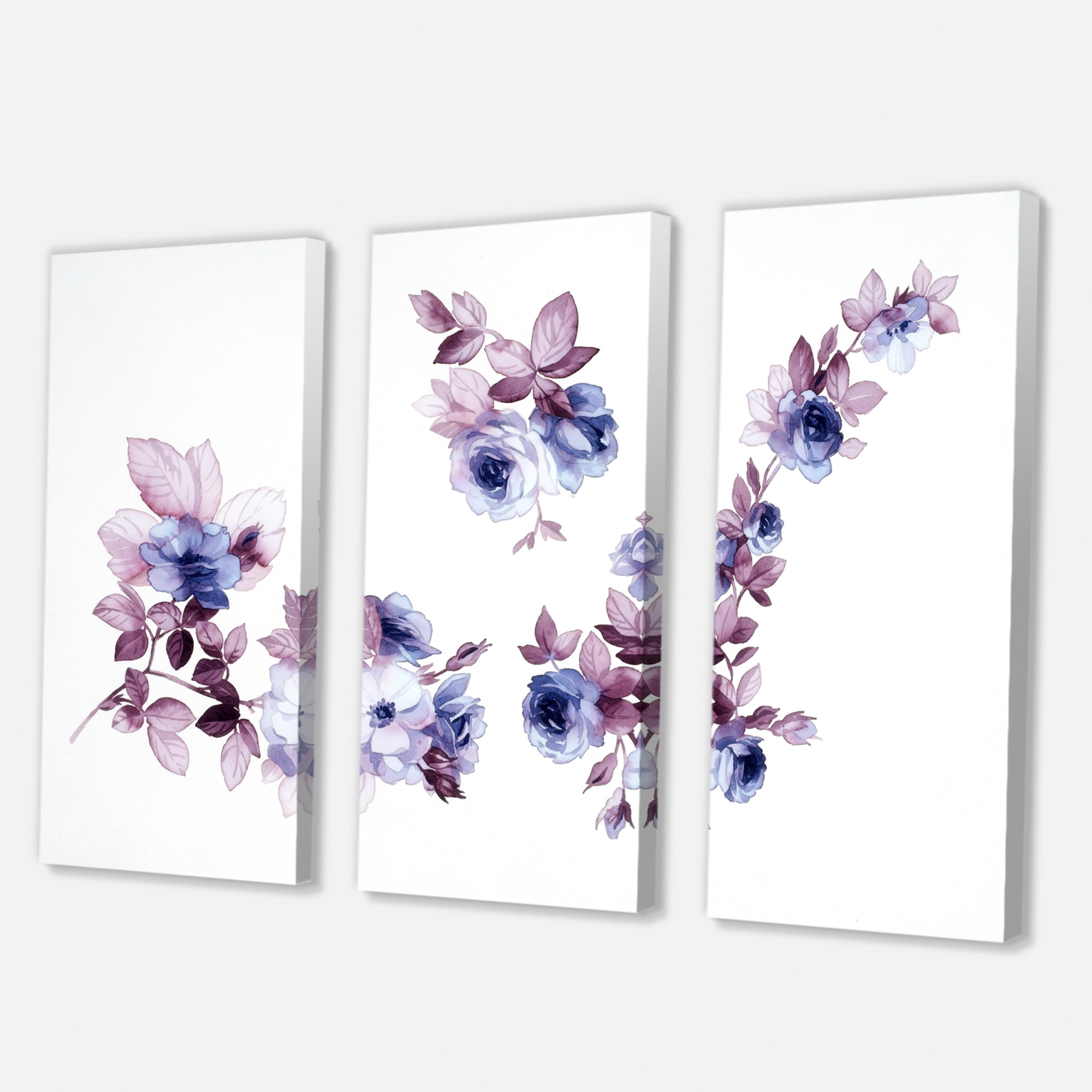 Purple Wildflowers On White I 28 in x 36 in Painting Canvas Art Print, by Designart