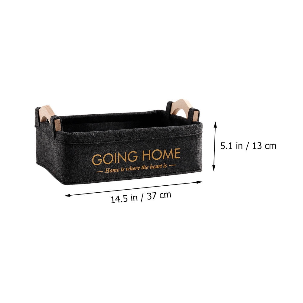 Milisten 3Pcs Black Baskets for Organizing Non-woven Fabrics with Wooden Handle Design for Living Room