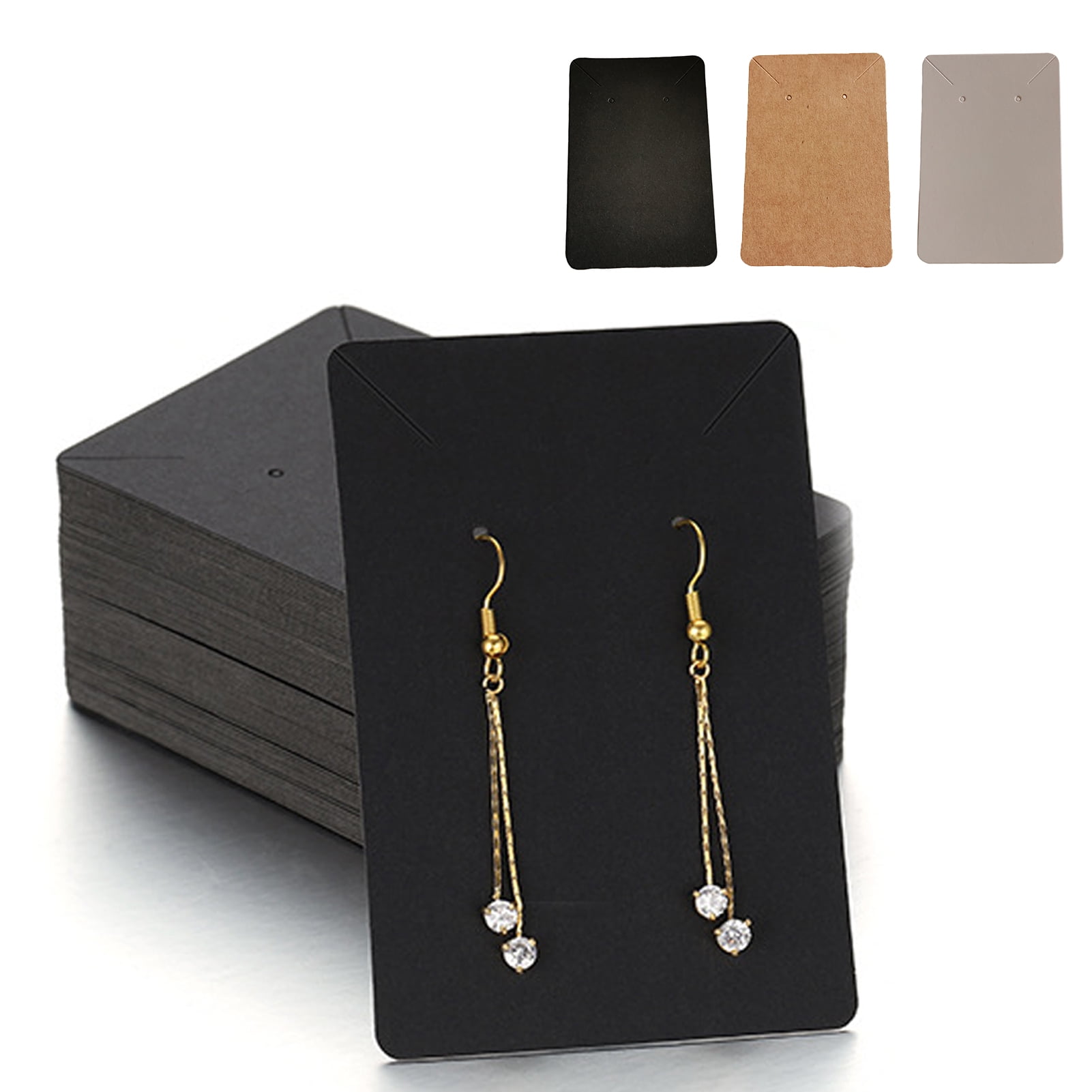 200pcs Earring Display Cards Set, Including 50pcs Earring Display Cards,  50pcs Self-Sealing Bags And 100pcs Earring Backs And Pendant Display Cards  For Diy Jewelry Presentation