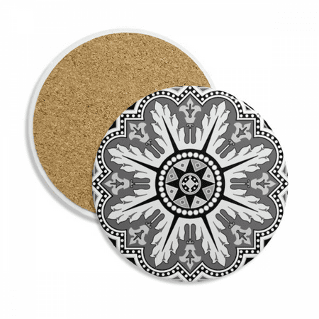 

Black White Arabic Style Pattern Coaster Cup Mug Tabletop Protection Absorbent Stone