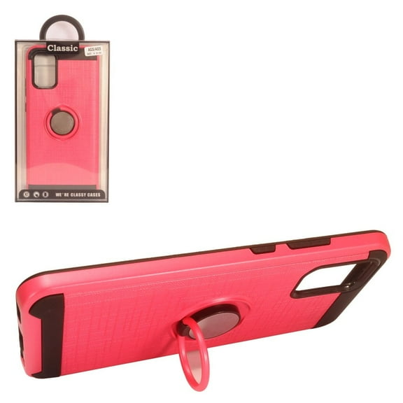 GSA Brushed Case w/Magnetic Ring for Samsung Galaxy A02s - Hot Pink/Black