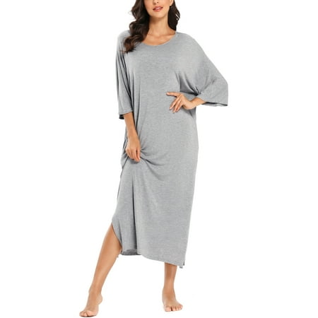 

Unique Bargains Womens Sleepshirt Nightshirt 3/4 Sleeve Nightgown Sleep Shirt Dress