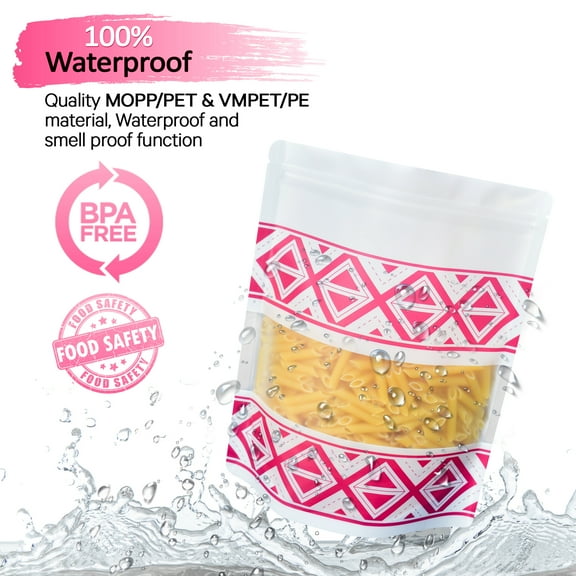 100pcs Mylar Ziplock Storage Bags Pack, 8.5”x10”, 0.15mm Thickness, Smell Proof Pouches Red