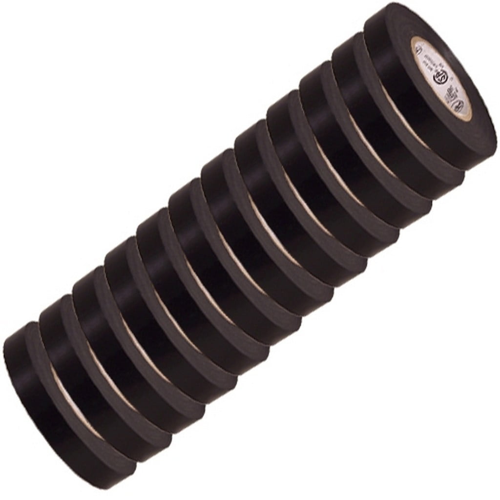 Black Electrical Tape 7 Mil 1/2 X 66 Ft (12 Pack)