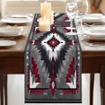 thumbnail image 3 of Boho Red Grey Table Runner 70 Inches Long, Cotton Linen Table Runner Dresser Scarf, Geometric Southwestern Retro Ethnic Fabric Tablerunners for Dining Coffee Tables Wedding Holiday Party 13"x70", 3 of 9