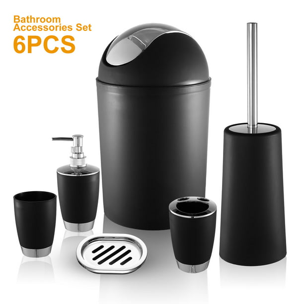 6 Piece Plastic Bath Accessories Sets, Bathroom Soap Dispensers Bath Accessories