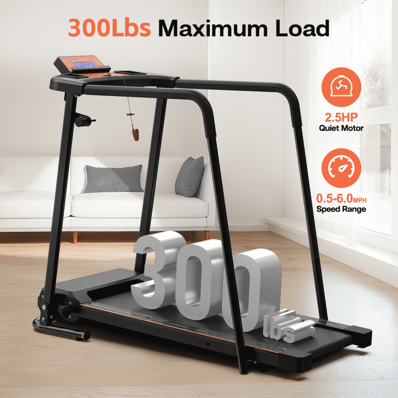 Dcskyn Walking Treadmill for Home Extended Handrails Foldable Design 300 LBS Capacity Quiet Motor APP Monitoring Senior Fitness