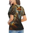 thumbnail image 3 of Fuzoiu Streamside Meditating Fox Print Women's Classic V-Neck T-Shirt, Short Sleeve V Neck Tees for Casual Everyday Wear,Casual Fit Tee,Summer Fashion Tops-XX-Large, 3 of 5