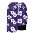 thumbnail image 5 of hlysgo 9 Inch Swim Trunks Men Trendy Tropical Printed Swim Trunks with Liner Beach Bathing Suit Shorts with Pocets Drawstring Board Shorts Purple XXL, 5 of 6