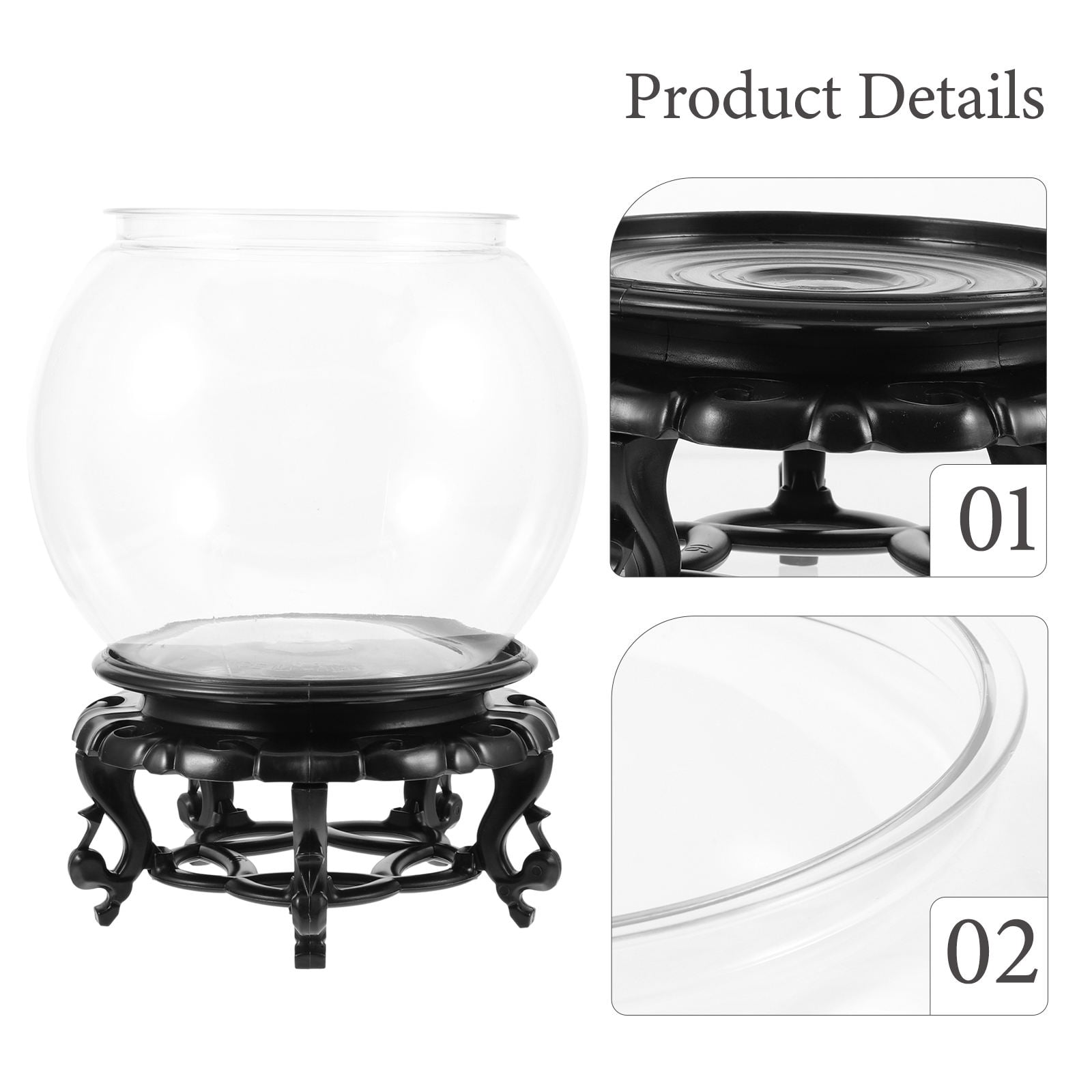 Tineasur 1Set Simple Clear Plastic Fish Bowl Small Round Aquarium for Desktop Decoration and Easy Maintenance