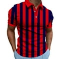 thumbnail image 2 of VgaVtl Summer Polo Shirts Men Short Sleeve Big and Tall Shirts for Men Running Casual Striped Button Red Shirts, 2 of 7