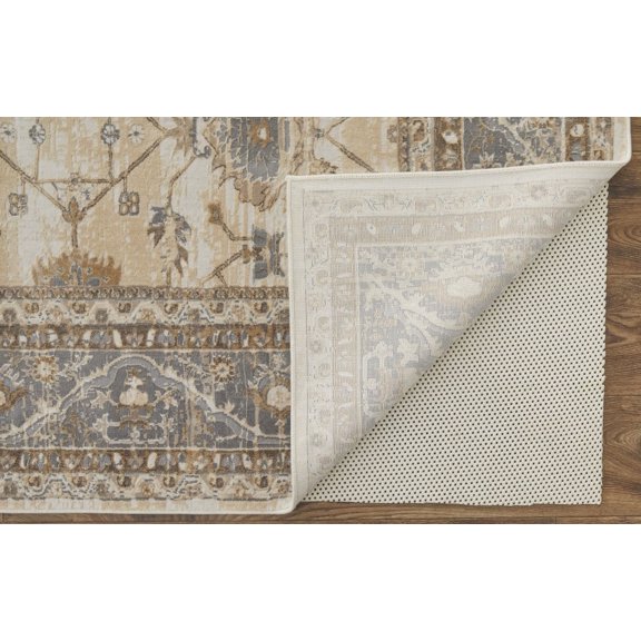 5' X 8' Tan Ivory And Gray Power Loom Area Rug 2' x 3'