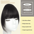 thumbnail image 2 of Clip in Bangs for Women 100% Human Hair Extensions French Bangs Flat Neat Bangs Fringe with Hairpieces Clip on Curved Bangs for Daily Wear, 2 of 7