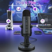ZealSound USB Microphone,Condenser Computer PC Mic,Plug&Play Gaming Microphones for iPhone iPad MacBook Type C Phone,Headphone Output&Volume Control,Mic Gain Control,Mute Button Vocal,YouTube Podcast