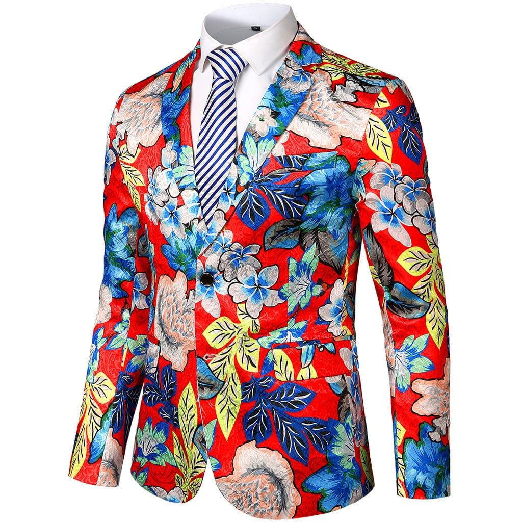 Hanas 2023 Coat Men's Dress Floral Suit Notched Lapel Slim Fit Stylish ...
