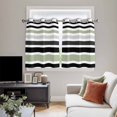 thumbnail image 5 of Sage Green Black Stripe Kitchen Curtains Short 45 Inch Length, Modern Abstract Coarse Striped Grommet Top Bedroom Living Room Curtains, Light Filtering Cafe Curtain Drapes 2 Panels Set 84''x45'', 5 of 9
