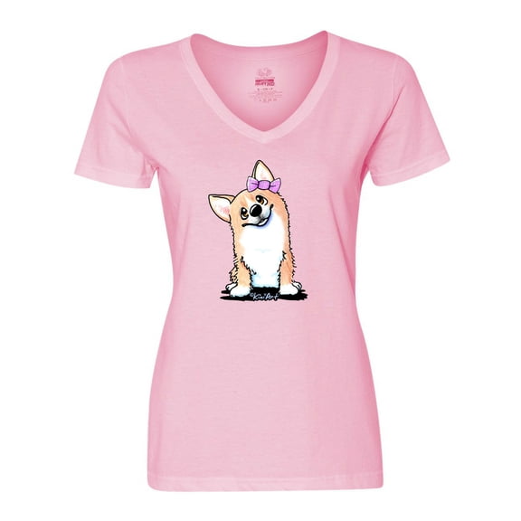 Inktastic Corgi Puppy Girl Women's V-Neck T-Shirt
