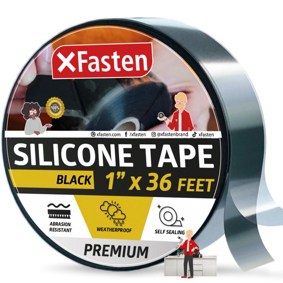 Cinta autoadhesiva de silicona XFasten, 1 cm x 11 m, impermeable, negra