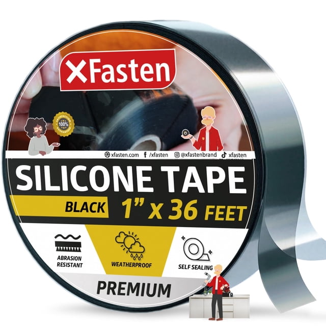 Cinta autoadhesiva de silicona XFasten, 1 cm x 11 m, impermeable, negra