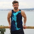 thumbnail image 4 of Wukai Blue Marble And Gold Print Men’s Workout Tank Top Sleeveless Muscle T shirt Gym Running Fitness Tank Top-Large, 4 of 7