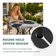 thumbnail image 5 of Round Outdoor Tablecloth with Umbrella Hole and Zipper, Black Grey Ombre Fitted Table Cover with Elastic Edge for 31-35 Inch, Vintage Abstract Smear Aesthetics Waterproof Patio Tablecoths for Picnic, 5 of 9